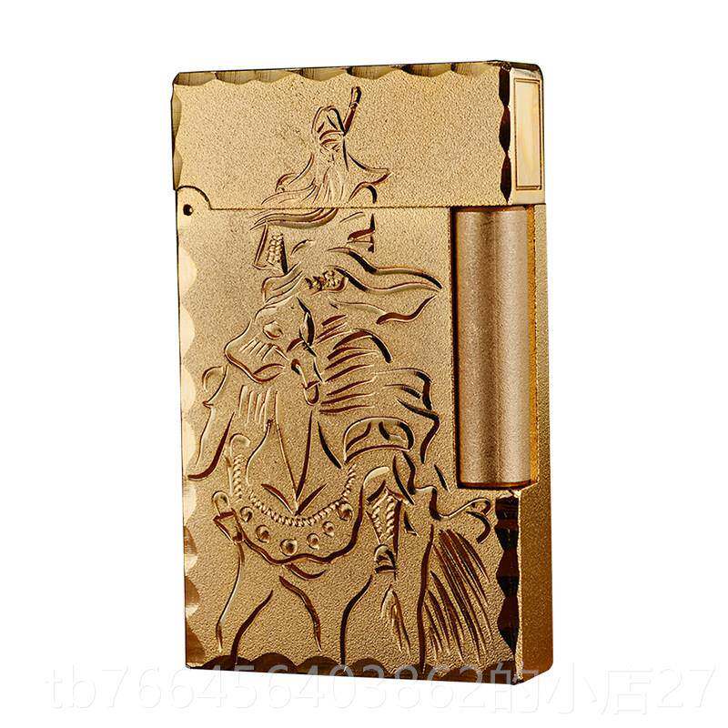 新款正品DUAN都梵F 关公打火机武财神招财手工雕刻大刀关关羽二爷