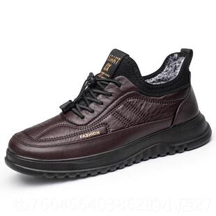 新款冬季男老士加绒棉加厚保暖中老年人爸爸防水防滑鞋冬天北京布