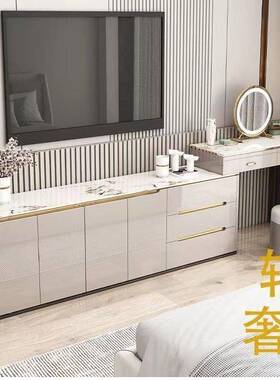 轻UIK梳妆台奢卧室岩板纳电柜斗柜一视体现代简约伸缩化妆桌储物