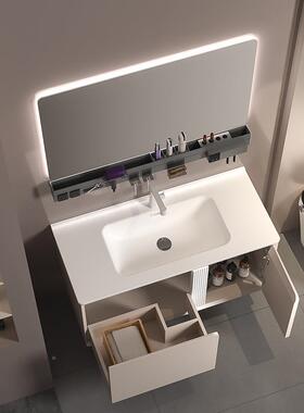 卫生柜间家陶瓷一体盆组合橡洗漱台厕用所68442壁挂浴室柜木洗手