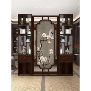 中式 新实木282屏风玄关柜进入门户厅简约现客代隔断柜门