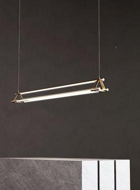 现代极字简LED长师条吊灯一餐50302厅吧台书房公室前台设计线条几