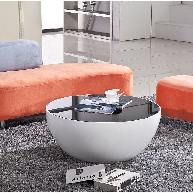 邦家碗茶几具创个性田几弧形玻璃钢白茶色黑色钢化玻璃意时尚客厅