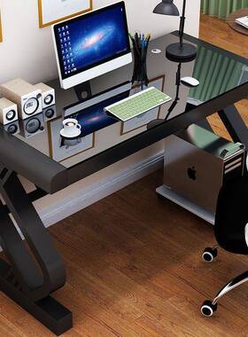 脑桌式家用卧室学习台书桌简约钢济OWD化玻璃办电公写字桌子经型