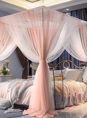 落地蚊帐三开门安室装2免0cp#615664新款家用卧公主风双2层加密加