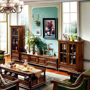 美式田园风家YFD居多体柜组合电视立体柜子透厅明可视窗复古客柜
