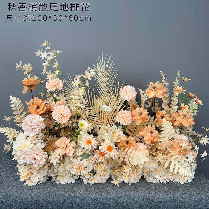 婚庆大花款地排花绢成品装T台路引饰io-66849婚礼艺尤花加利花排