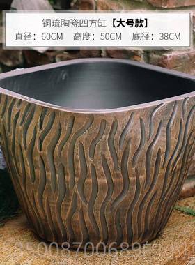 新款御三泥水缸花盆古鱼台缸大落地摆件庭院园林陶瓷仿大缸花坛阳