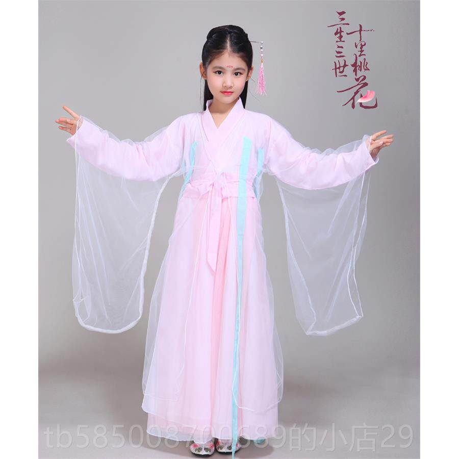 新款新品女童三生三世十里桃服花浅cos白同款儿童女古装演出仙服