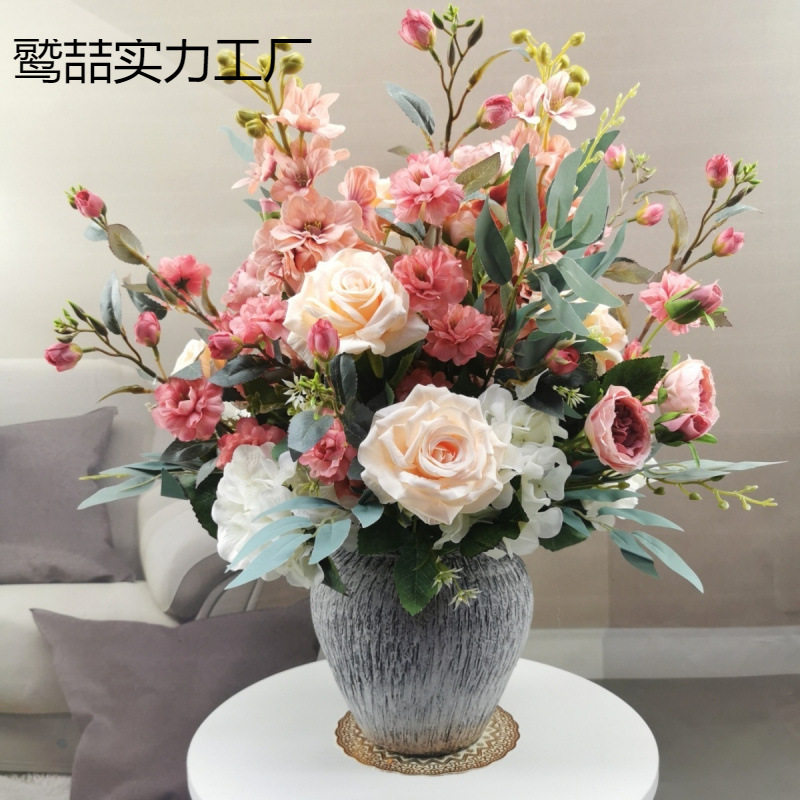 高档仿真玫瑰婚庆酒店插花套装