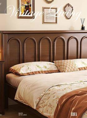 现代简约复储古法式实床木主卧15RVR米1.8双.人床美式轻奢高箱物