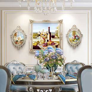 ss55厅装餐饰画酒饭欧客厅壁画静物水果红挂画欧式画简三联创意油