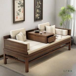 全实木木罗汉老IBI床榆新中式塌罗汉榻沙发椅床推拉小户型茶桌椅
