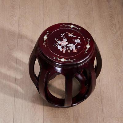 V实凳木鼓凳中式仿古圆41厅凳花梨木古筝凳鸡翅木鼓墩坐客茶几矮8