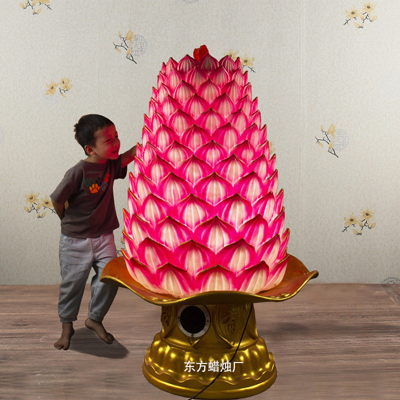 LED电子大莲花蜡烛灯仿真蜡烛荷花灯插电无烟安全环保家用厂家