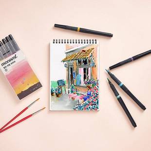 慕那美软书头rush法b绘画毛笔遇水不晕不褪染色绘04005画美术专用