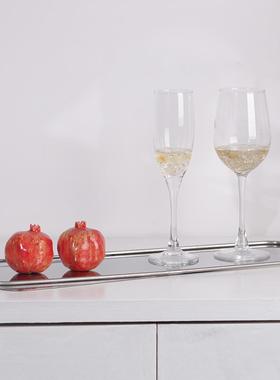 现代简约轻奢错位属托盘摆件RBX样板设计师艺术收纳创意软房装金