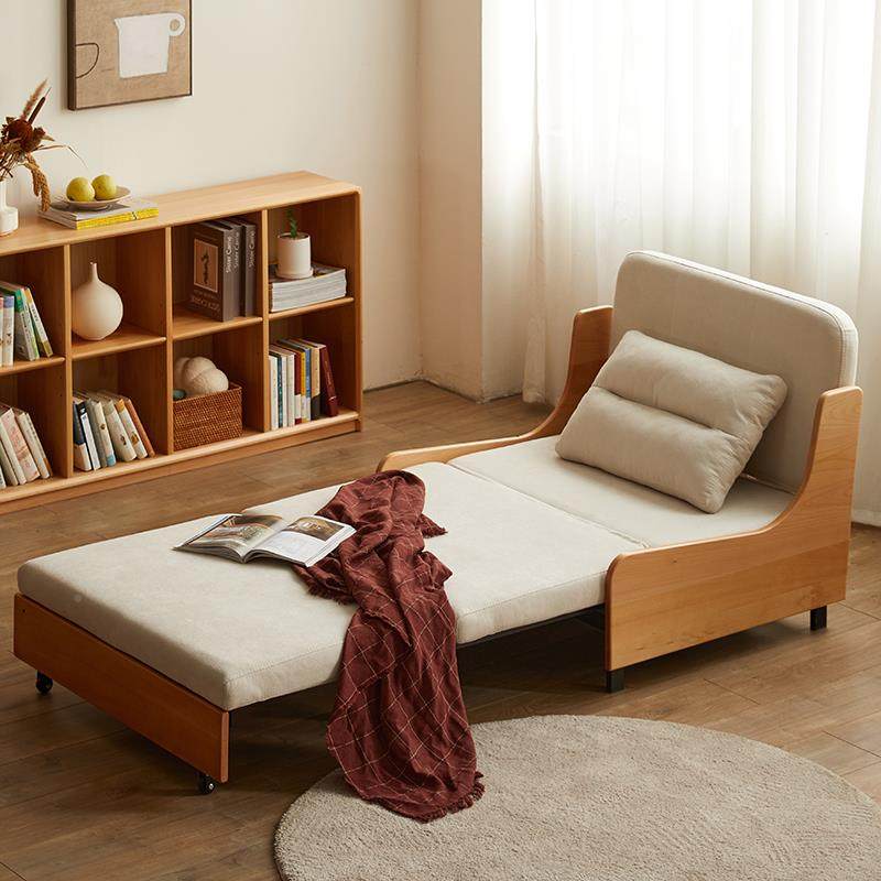 伸缩发床单人简多功SOFA-3能两沙用沙发约书床实木可折叠午休床小