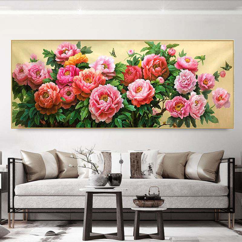 满钻客新款厅约Z代牡丹花开富现贵点贴钻十字简绣