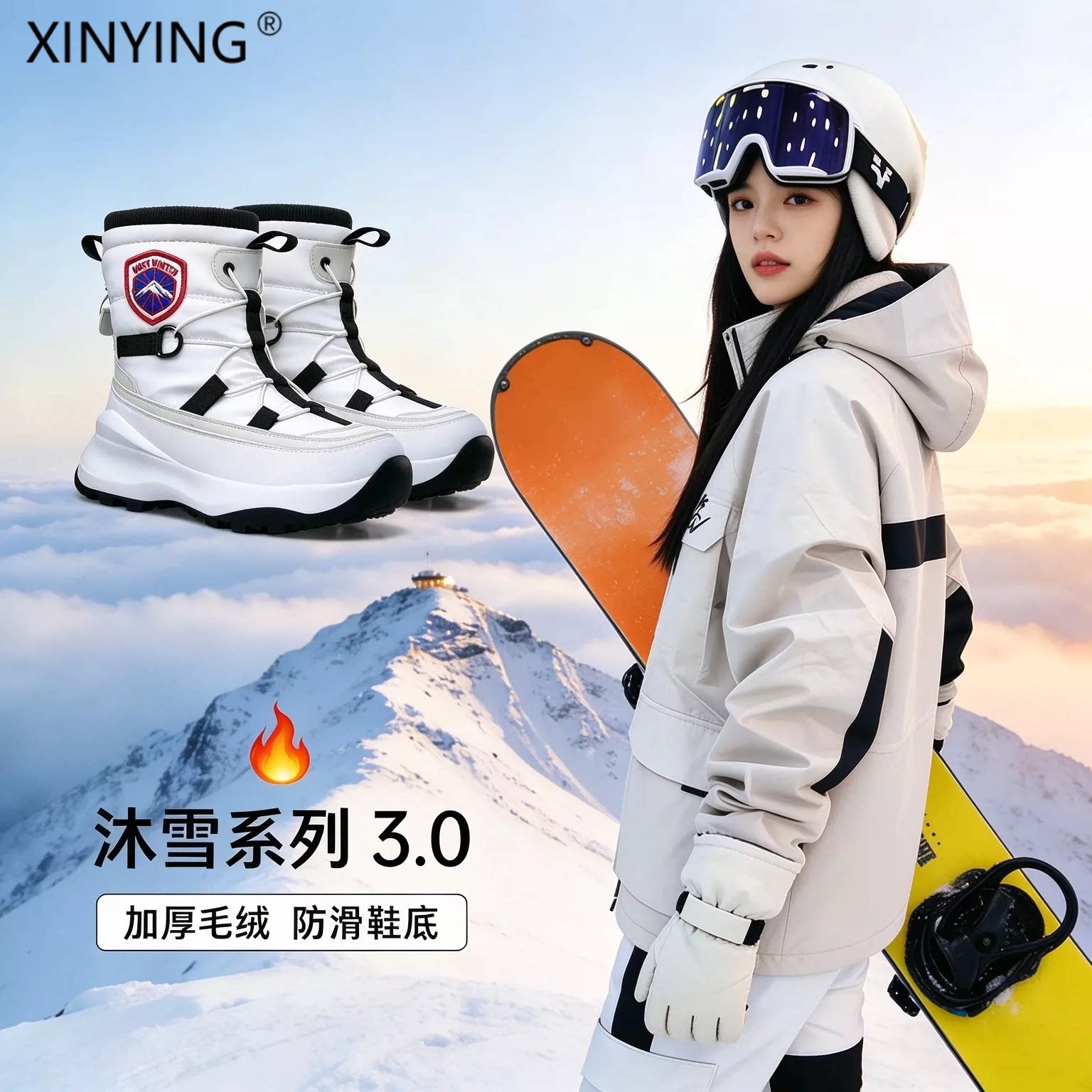 时尚雪地靴男女秋冬季保暖防寒鞋