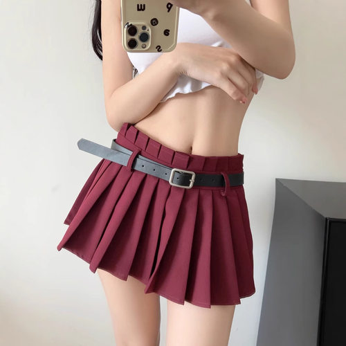 花铃太太2025夏季纯色百褶裙新款短裙高腰半身裙小个子气质辣妹风