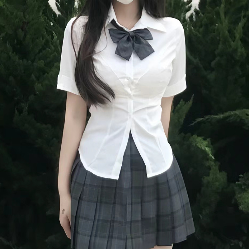 原创正版淑JK制服套装学院风2025新款狗短百褶裙收腰白衬衫一整套