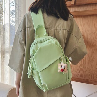 多巴胺秋冬帆布包包女2024新款日系休闲胸包森系小清新仙女斜挎包