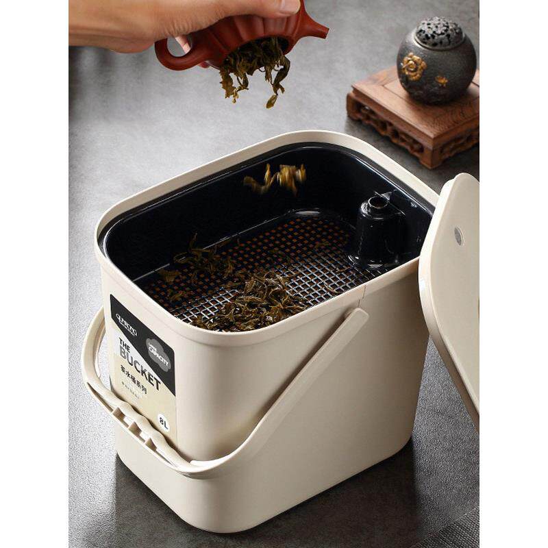 日本MUDU茶水桶废水桶茶台垃圾茶渣桶带盖茶叶大容量茶道茶桶