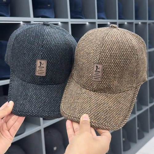 帽子男款鸭舌帽2025新款加绒加厚保暖棒球帽中老年时尚毛呢防寒帽