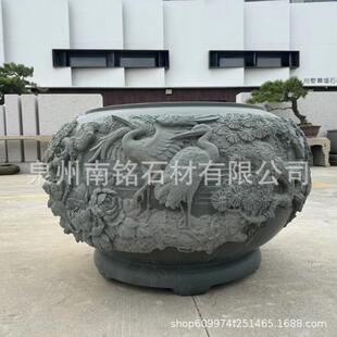 天然石头水缸青石门海鱼缸庭院造景摆件长方形荷花缸聚宝盆雕塑