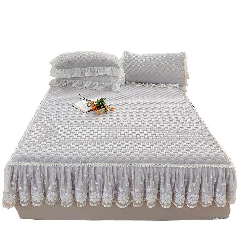 A类云锦棉短裙摆床裙三件套夹棉加厚防滑床垫保护套1.8米蕾丝床c^,床上用品,床裙,淘宝优惠券,粉丝福利购,淘宝优惠卷