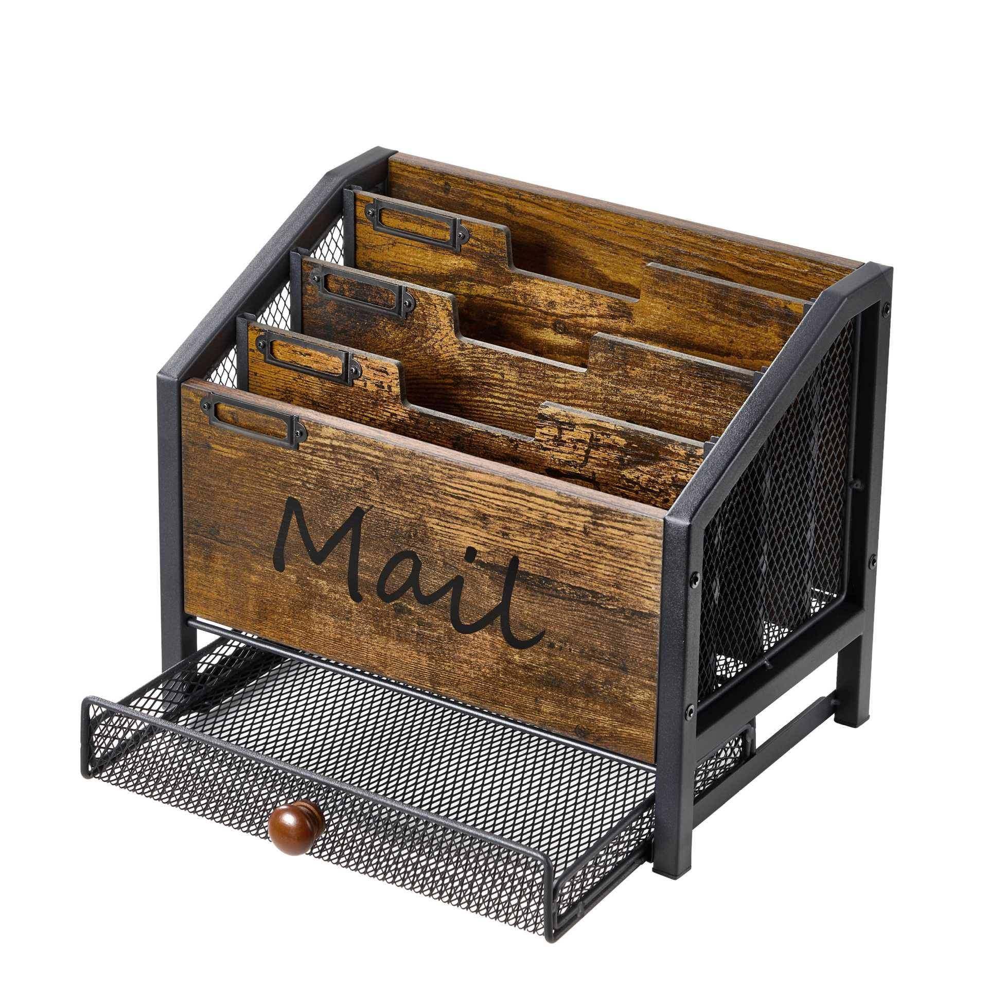 小型架铁艺收纳盒办公室桌面多功工艺风格铁木文件信封架创意,收纳整理,书桌收纳置物架,淘宝优惠券,粉丝福利购,淘宝优惠卷