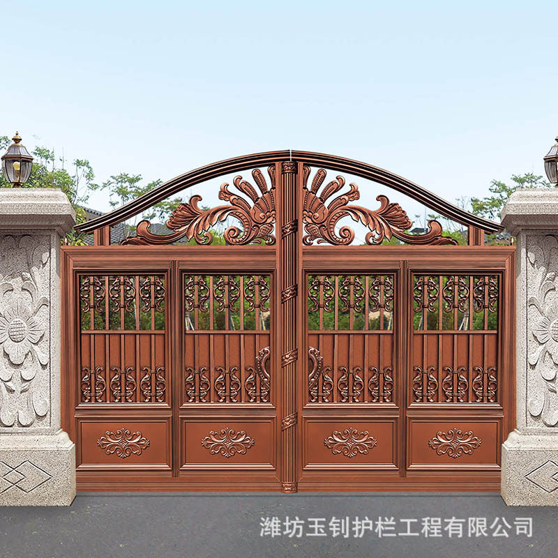 铝合金防盗门 小区庭院家用铝艺雕花大门 农村自建房铝艺大门