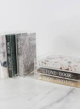 现代极简轻奢亚克力大理石书本摆件客厅书房电视柜样板房桌面饰品