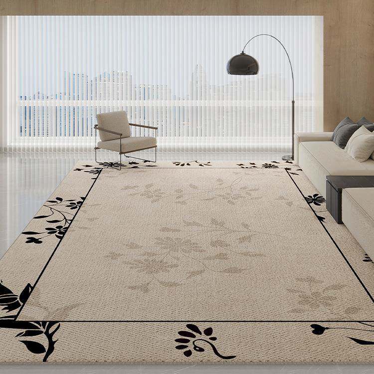 法式花园客厅地毯卧室大尺寸沙发地垫奶油风防滑耐脏静音圈绒地毯