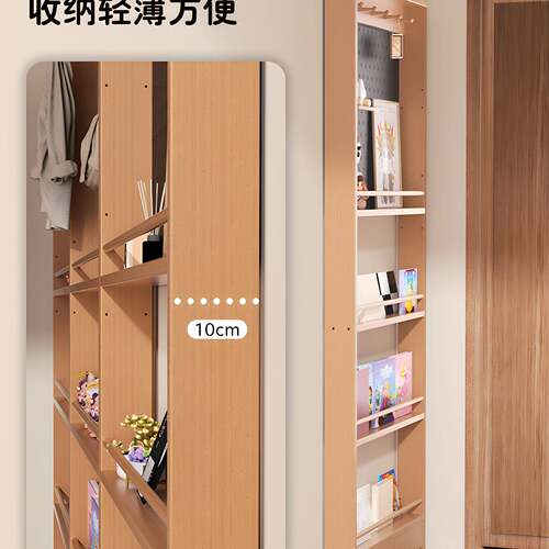 985实置木儿童绘本架层门后多物架一体免孔书架打壁挂收纳r*