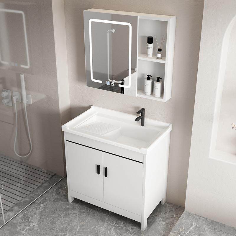 落地式浴室柜岩板台面智能镜柜组合阳台陶瓷洗衣盆带搓衣板洗漱台