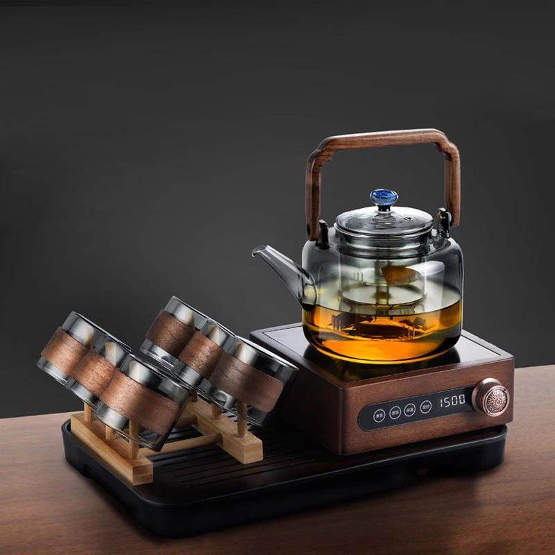 实木电陶炉煮茶壶套装2024新款高端茶炉新型家用煮茶器玻璃烧水壶