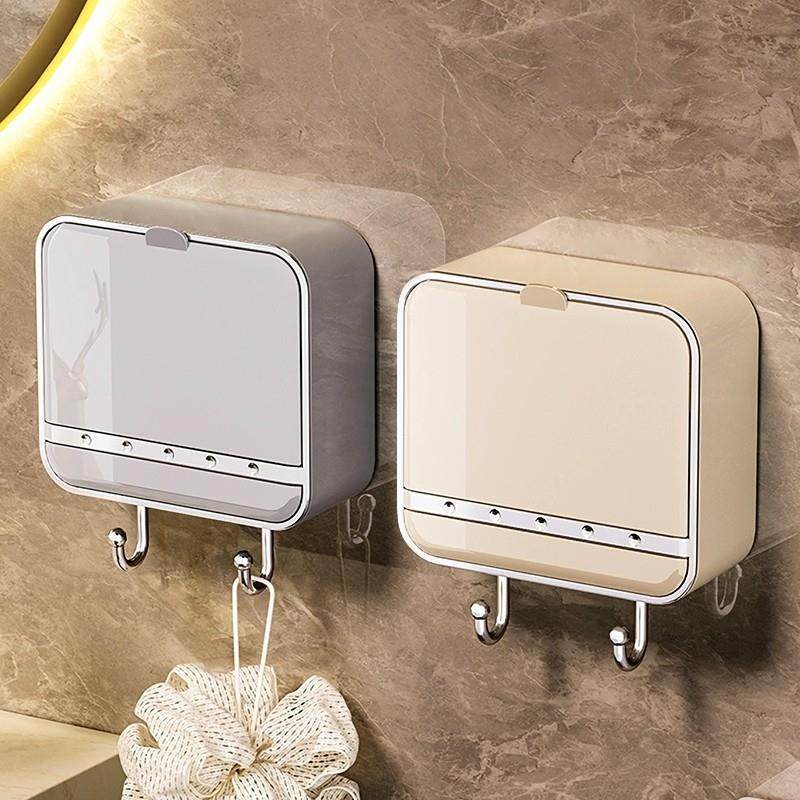 日本肥皂盒免打孔壁挂式香皂盒子置物架卫生间家用沥水双层收纳盒