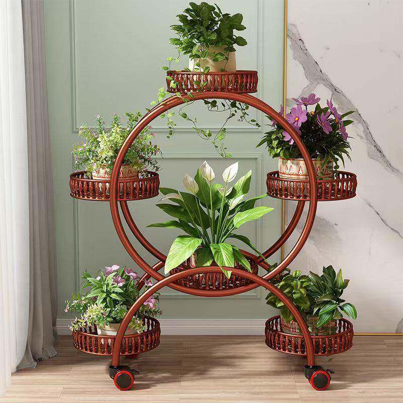 花架客厅落式轮可移动带绿萝花子XLU盆架铁艺多层阳台花架地家用