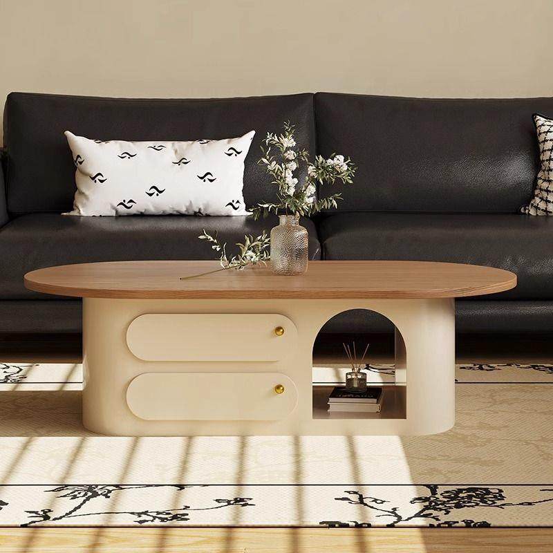 bky824法式原木风实茶客厅家用现代木简茶约几圆形几桌