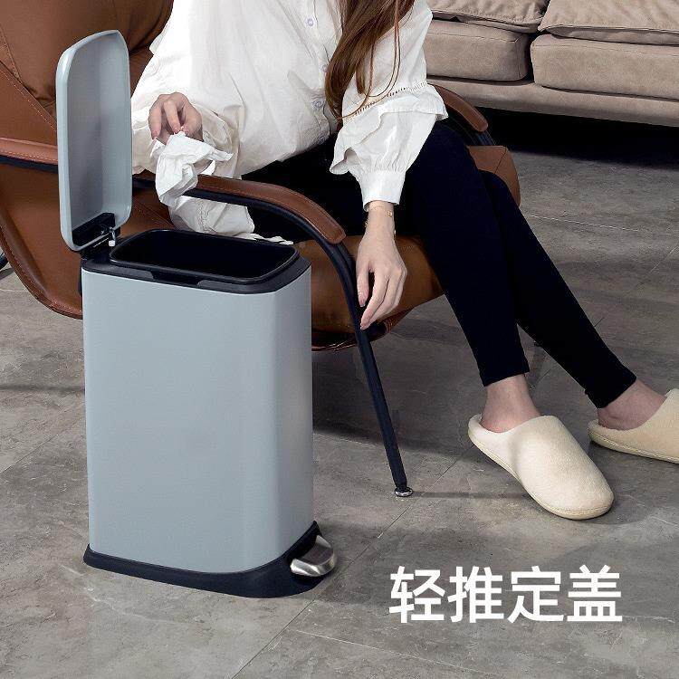 轻奢不锈钢夹缝垃圾桶用带卫盖厨房厕大所生间家客厅605容量脚踩