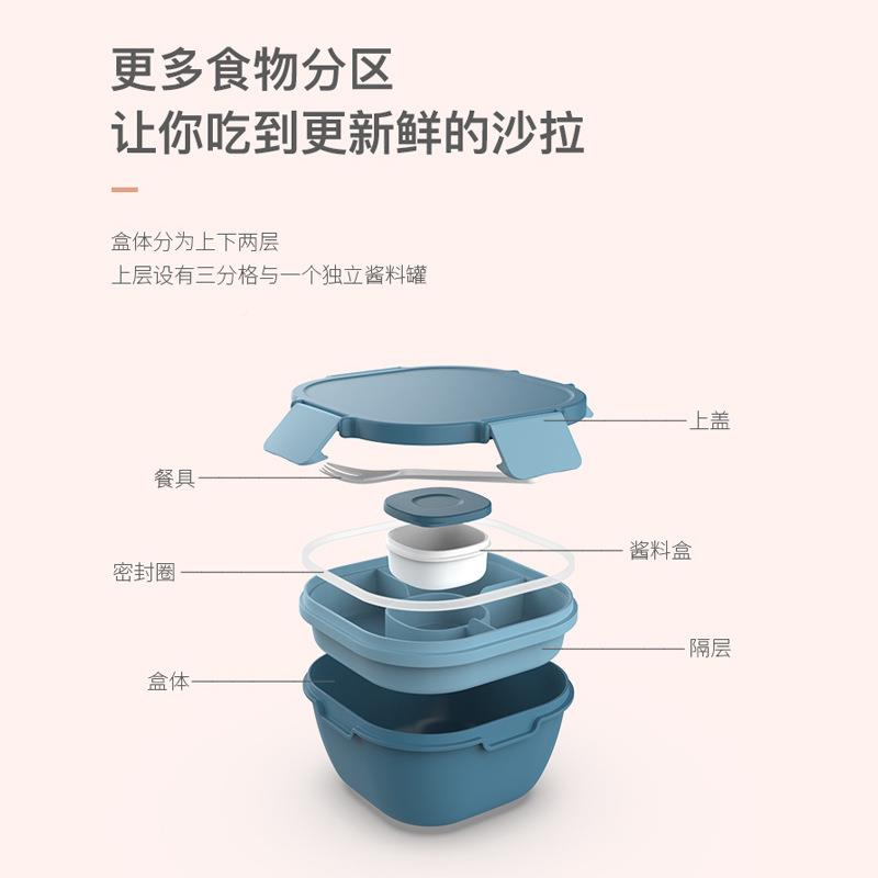 EQ4F多功能碗大便容量908沙拉碗密微波炉饭餐盒泡面双层分格当午