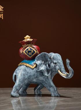 艺坊吉祥铜宝大象摆件吸铜财吸福铜象电视柜博古架壁JHK龛装饰铜