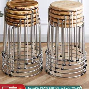 加粗实加厚RVR凳子家饮用餐桌凳圆凳木特粗钢筋凳商用餐快店餐店