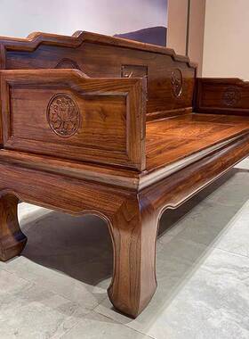 北方老罗榆木合中式罗汉沙发组榫卯结构客厅家具简约RBY实木汉床