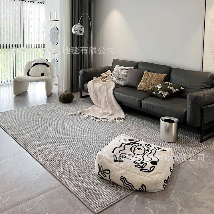 新539西兰羊毛混纺条色地毯极简轻纹奢客厅地卧毯沙发别墅满素铺