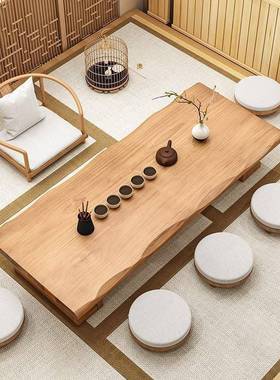 式榻榻民米日茶桌DFZ宿全实木矮茶桌椅组合式日餐厅餐椅餐桌泡茶