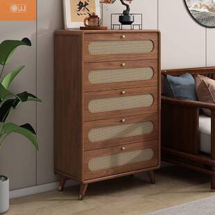 藤屉编斗柜抽式储物抽屉柜多MUU层带柜子新款复古风置物柜收纳柜