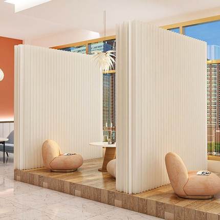 白色折叠屏咨询高隔客断厅遮挡展会风活动可移动落地伸缩琴纸墙zh